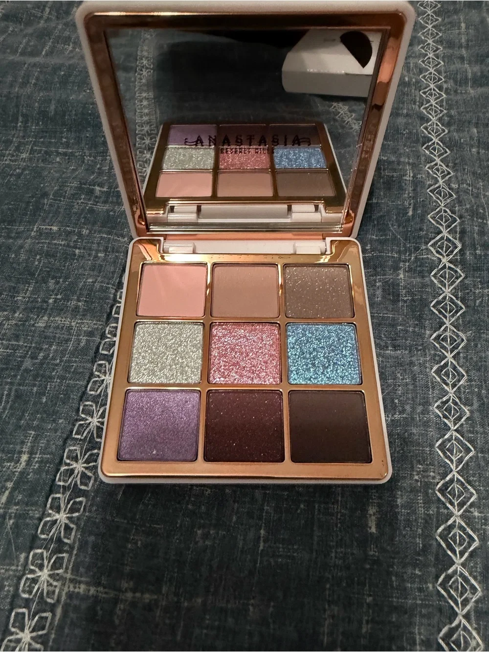 Anastasia Eyeshadow Palette with Pink, Blue, Purple, Brown & Gold Shades